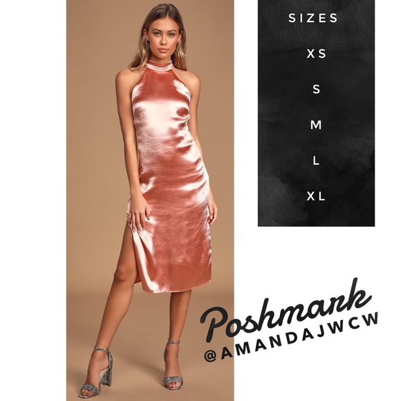 Lulus Dresses & Skirts - 5 ⭐️ Lulu’s Satin Halter Midi Dress- NWT!